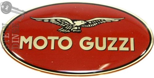 Aufkleber Moto Guzzi oval, rot, rechts 83x45mm erhaben