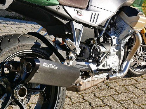 Mistral Auspuff, Edelstahl matt-schwarz, EURO5 - Moto Guzzi V100 Mandello